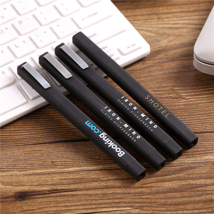 Promotional Plastic Ballpoint Pen with Metal Clip Square Hotel Pen with Custom Logo