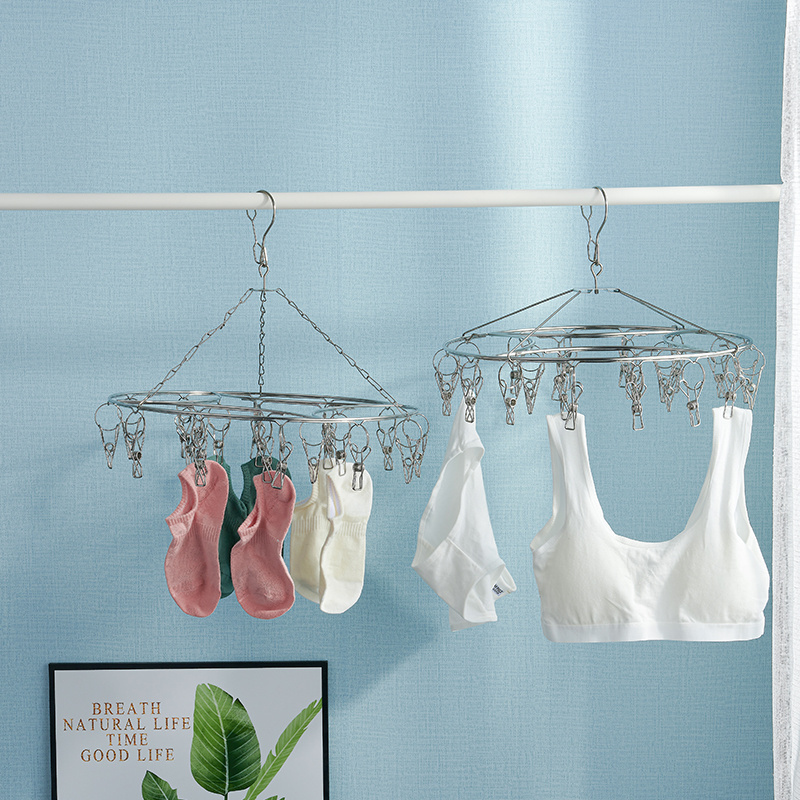 Stainless Steel clothes peg round sock and underwear hanger and Drying Rack With Pegs Hanger and rack hanger