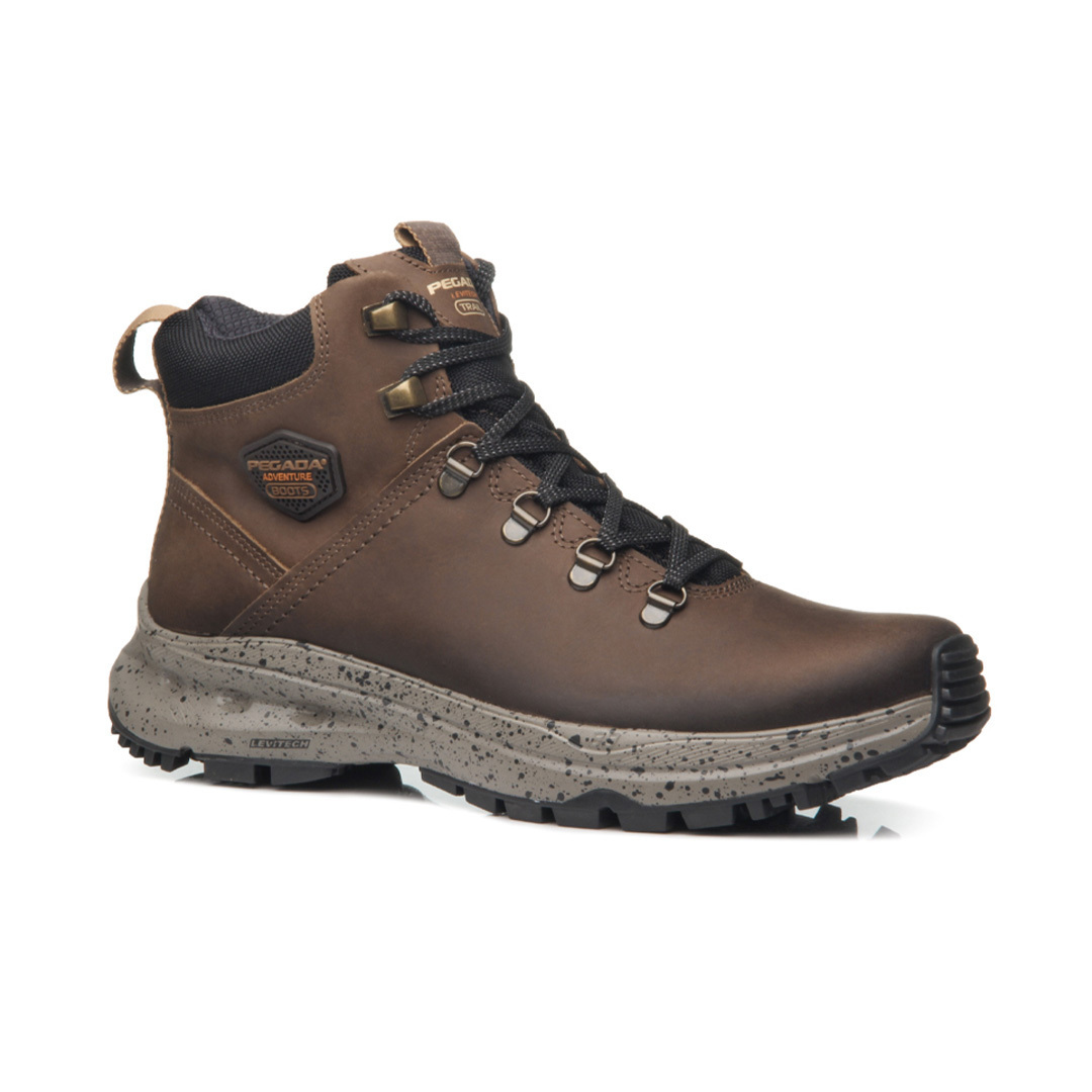 PEGADA MEN ADVENTURE CAMPBELLSBURG NUBUCK GREY-PULL UP - Dark Brown Confortable and breathable man's boots