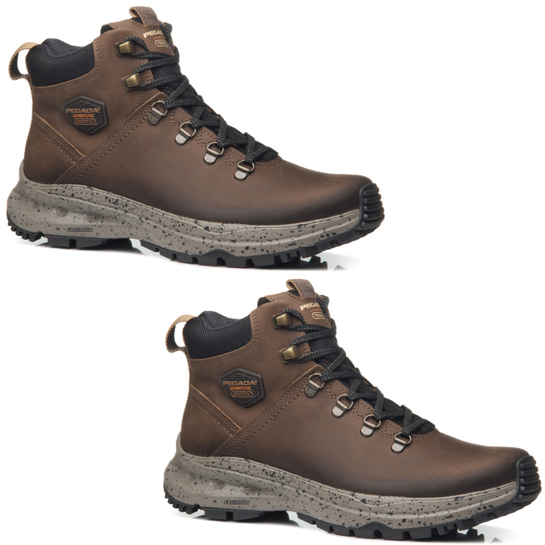 PEGADA MEN ADVENTURE CAMPBELLSBURG NUBUCK GREY-PULL UP - Dark Brown Confortable and breathable man's boots