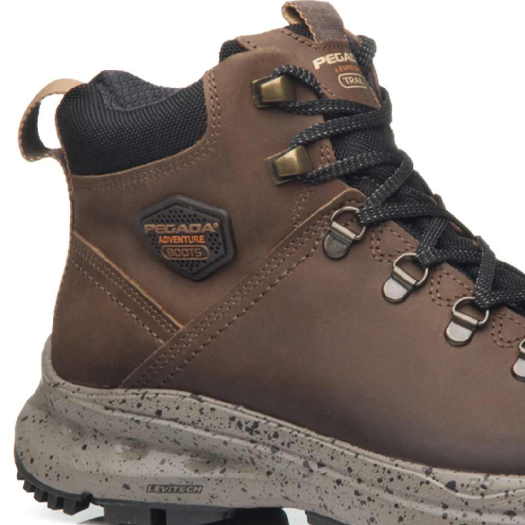 PEGADA MEN ADVENTURE CAMPBELLSBURG NUBUCK GREY-PULL UP - Dark Brown Confortable and breathable man's boots