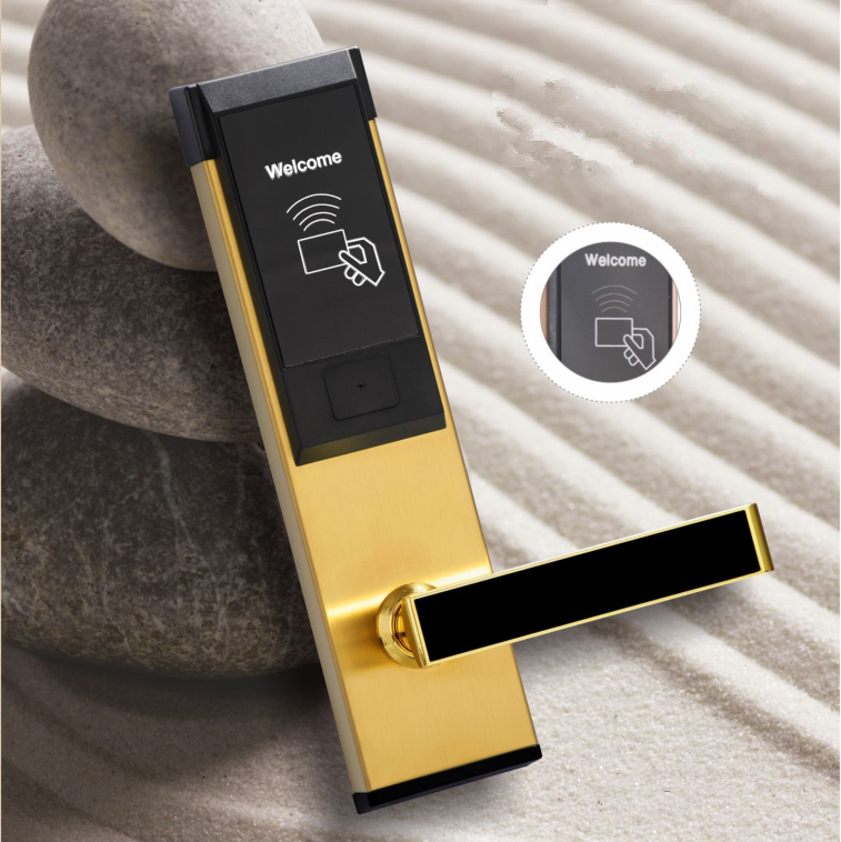 New model high quality stainless steel hotel lock with gold silver black rose gold color and free software