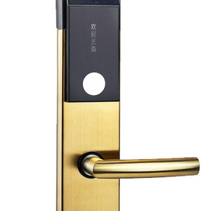 Golden hotel door lock with free software for economy hotels high quality stainless steel hotel card lock