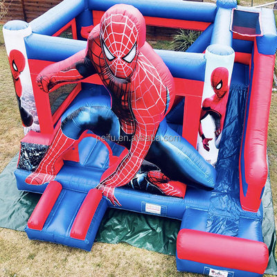 Hot Sale commercial spider man bouncy castle slide combo inflatable bouncer   jumping castle for kids