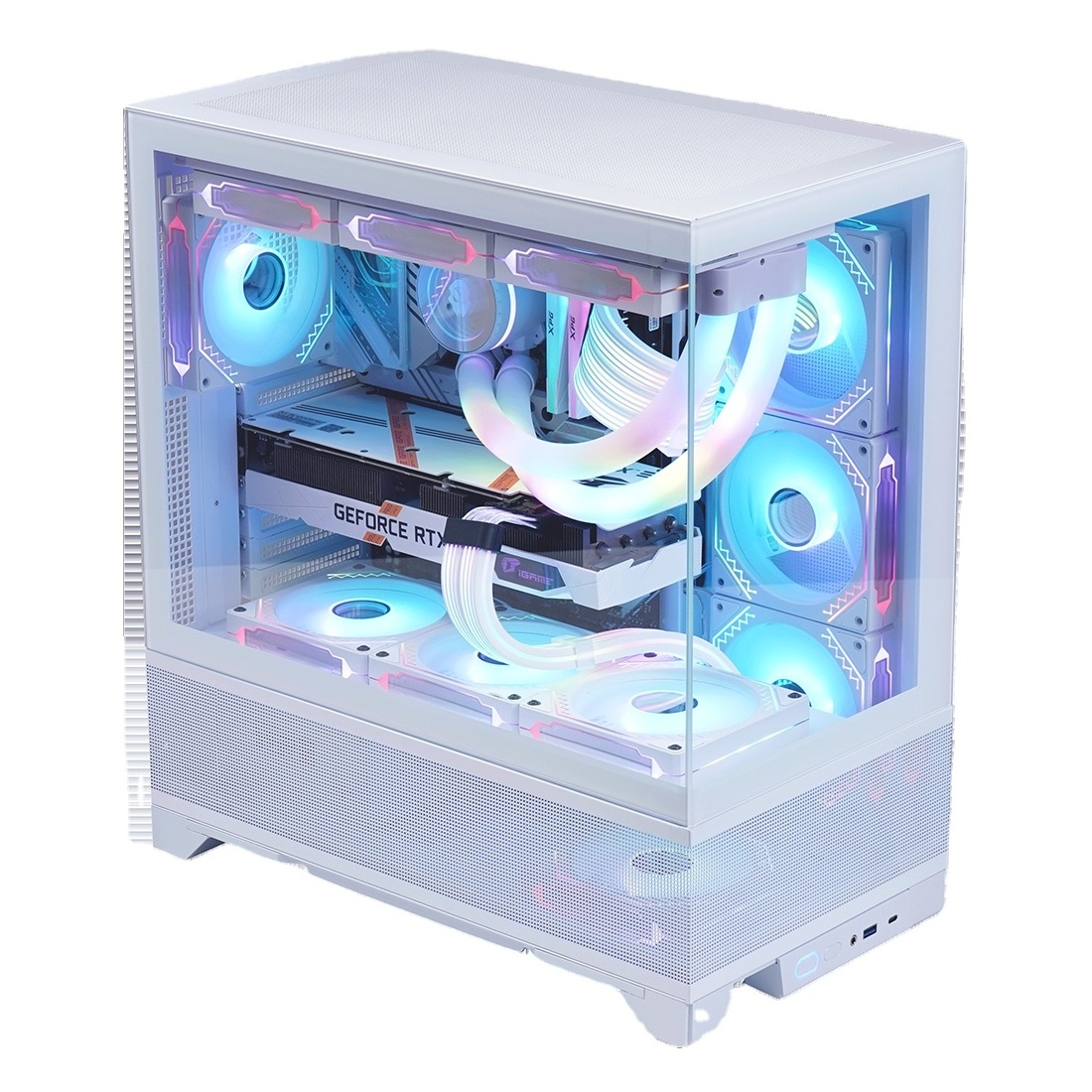 Wholesale Elegant White ATX PC Case with Tempered Glass Aluminum Material Equipped with Cooling Fan for PC Gaming