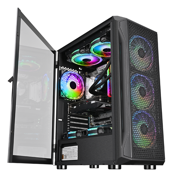 E-ATX PC Tower Computer Cabinet Side Open Glass Window 3.0USB Mesh Front Panel Computer Gaming Case