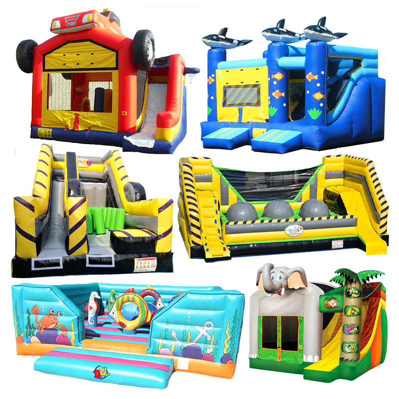 Laser Tag Bounce House Monkey Dinosaur Inflatable Combo With Double Slide Tractor Gift Box Bouncer Jumpers Outdoor