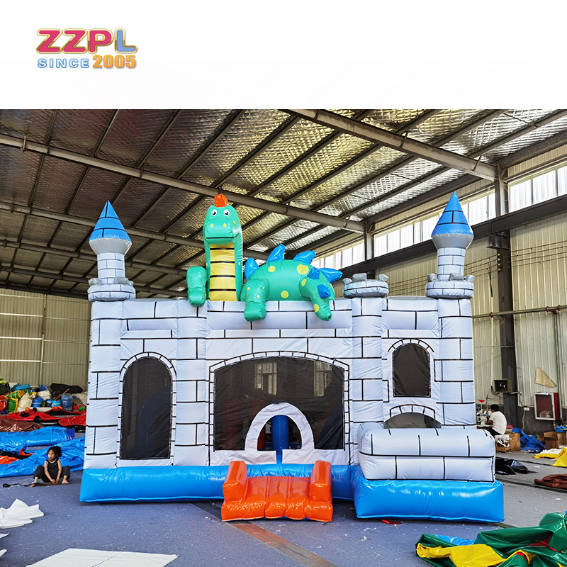 Palm Tree Inflatable Bouncer Farm Kids For Water Pink Crocodile Home Used With Side Guangzhou Castle Commercial Light Blower