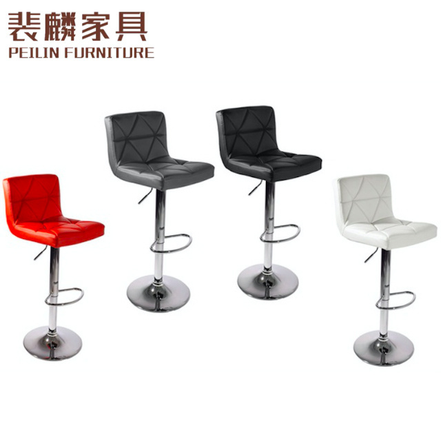 China Supplier Custom Covers Modern Vintage PU Leather Adjustable Swivel Metal Chrome Bar Stool High Chair for Heavy People