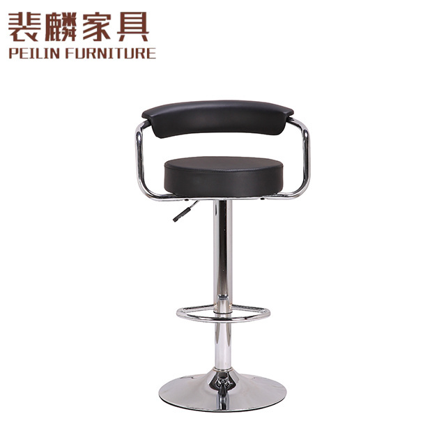 Modern PU swivel stand bar stool with armrest/ 360 degree and height adjustable butt swivel bar stool with blackrest top