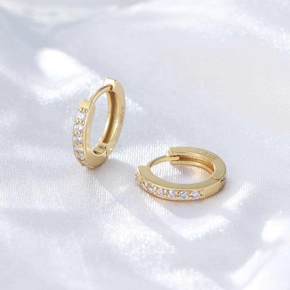 wholesale Simple  trendy jewelry psj S925 Sterling silver 14k 18k gold plated vermeil hoop Huggies earrings for women girls