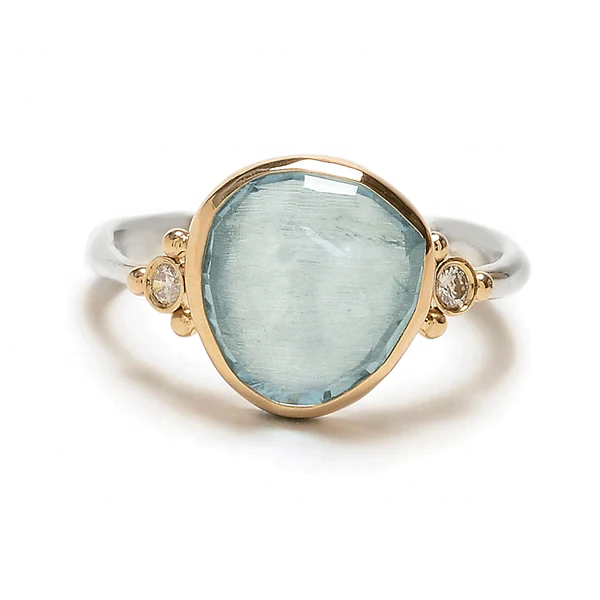 Custom Aquamarine Gemstone Manufacturer Handmade Band Ring Jewelry Gold Plated 925 Sterling Silver Lovers Prong Ring