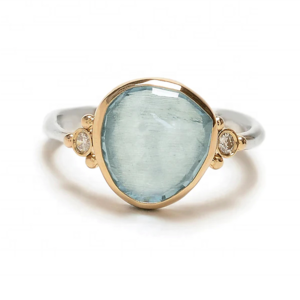 Custom Aquamarine Gemstone Manufacturer Handmade Band Ring Jewelry Gold Plated 925 Sterling Silver Lovers Prong Ring