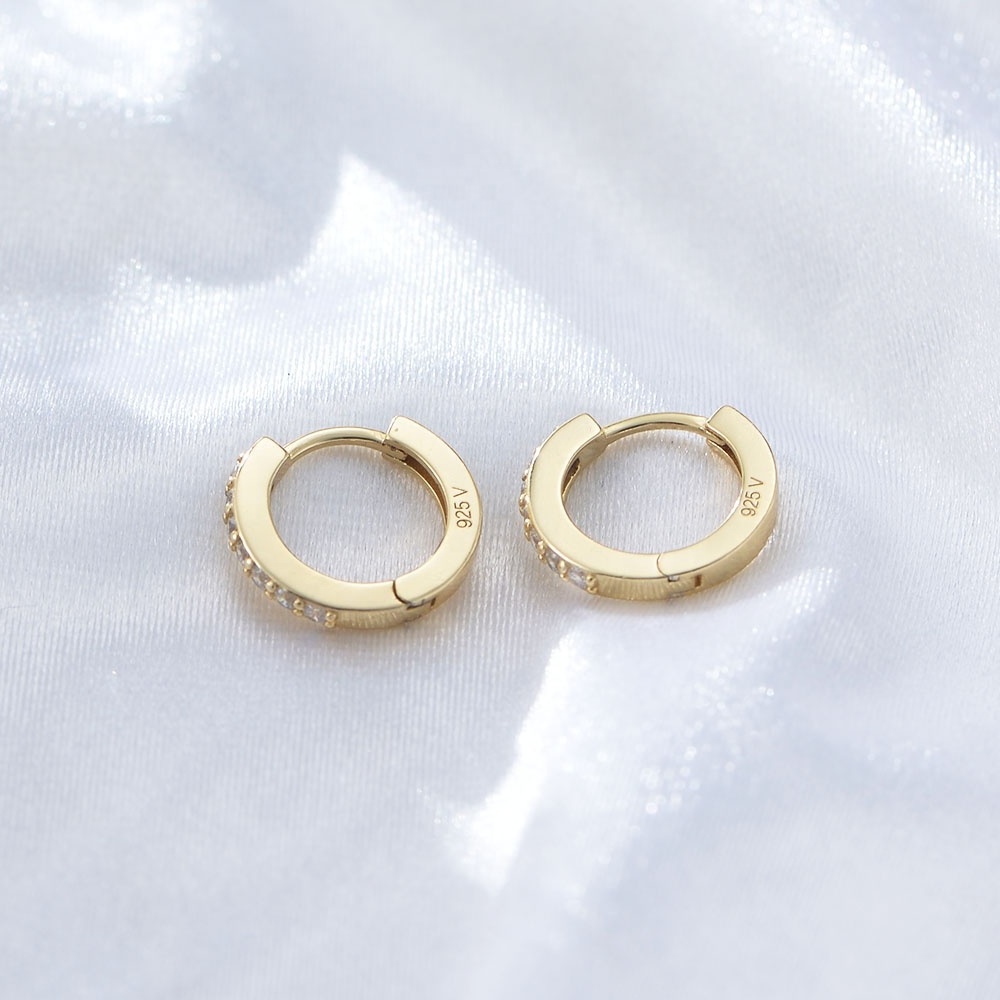 wholesale Simple  trendy jewelry psj S925 Sterling silver 14k 18k gold plated vermeil hoop Huggies earrings for women girls