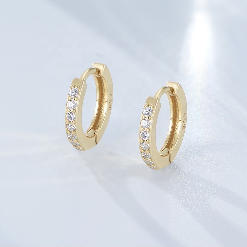 wholesale Simple  trendy jewelry psj S925 Sterling silver 14k 18k gold plated vermeil hoop Huggies earrings for women girls