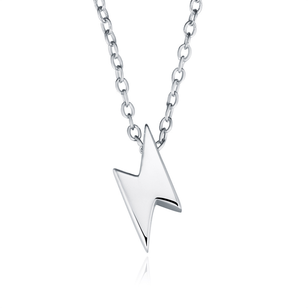 Mini Plain lightning bolt pendant Jewelry 925 Sterling Silver Gold Plated personalized thunder choker necklaces for women