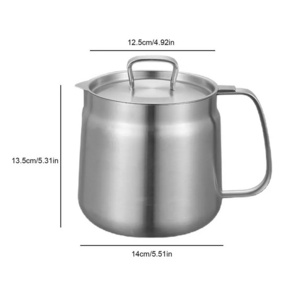 High Quality Stainless Steel Oil Filter Pot Multi-Purpose 304 Stainless Steel Oil Filter Pot With Handle Grease Pot