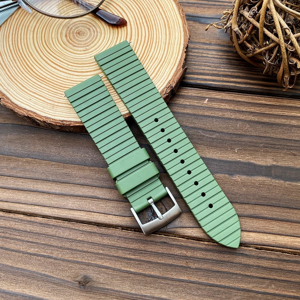 High-grade vulcanized rubber Fkm Rubber Watch Strap 20mm 22mm Smart Watch Belt Bands