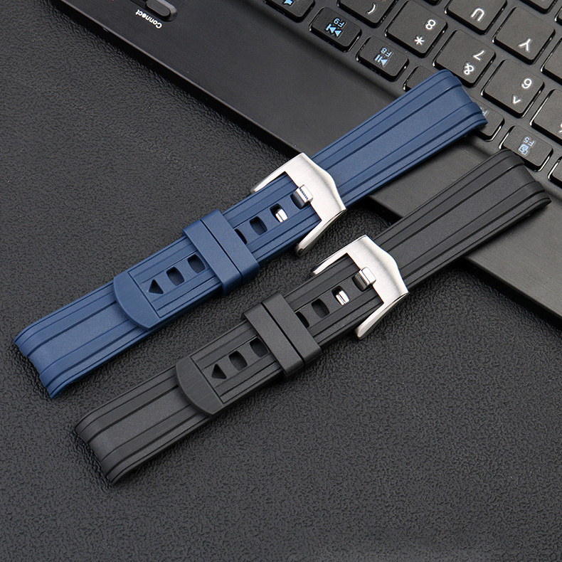 Curve end waterproof Rubber Watch Strap 20mm 22mm Watch Belt Band for 300