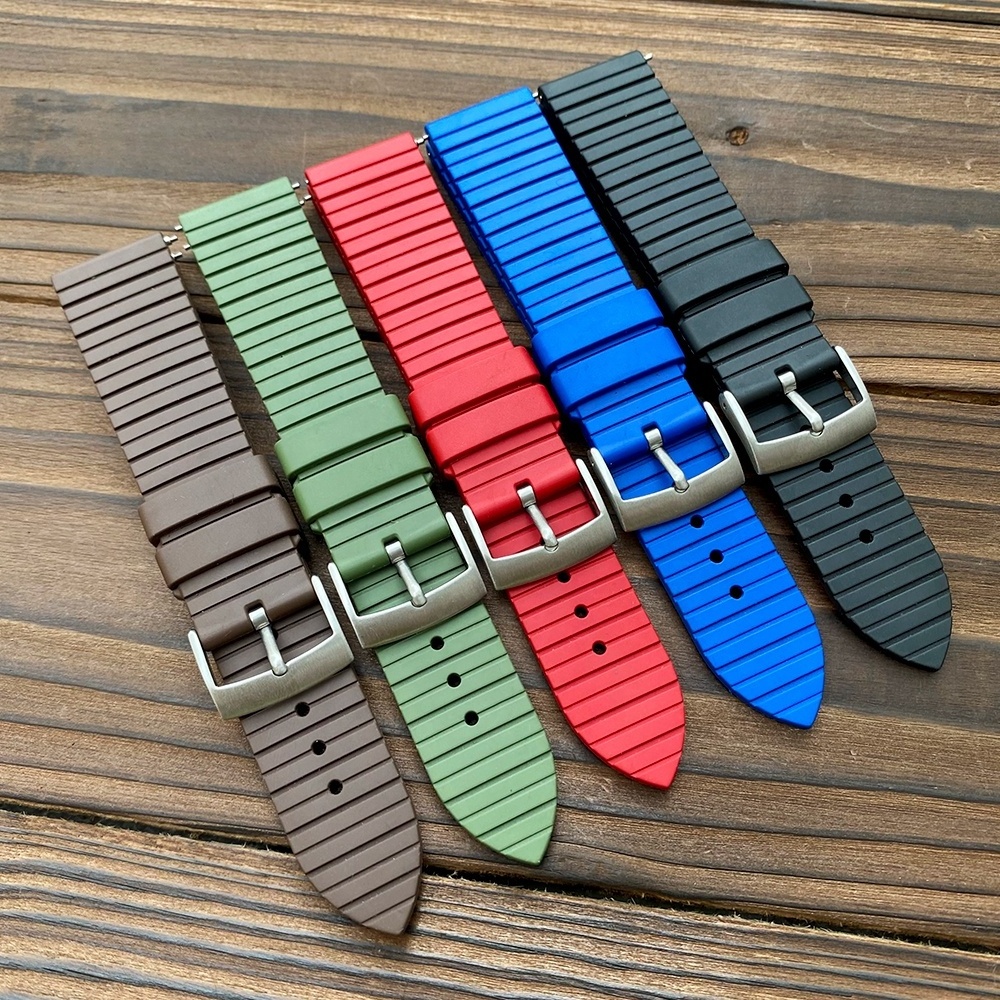 High-grade vulcanized rubber Fkm Rubber Watch Strap 20mm 22mm Smart Watch Belt Bands