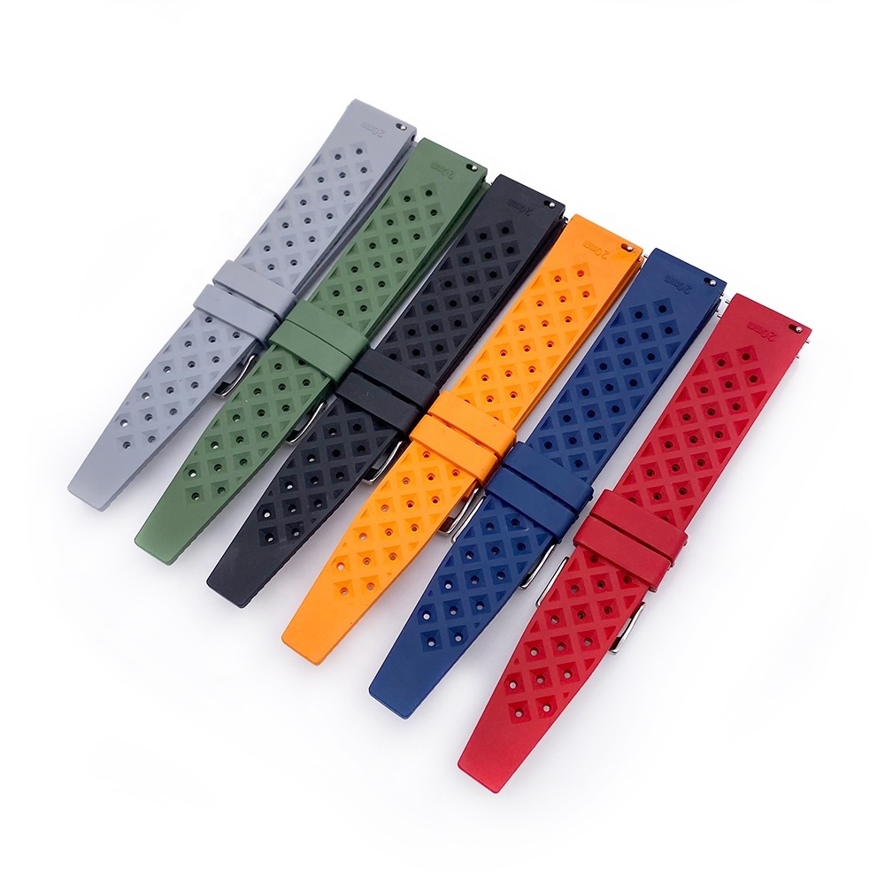 Hot Sale Luxury Tropical Style Fluorine Rubber Watch Bands 20mm 22mm FKM Watch Strap