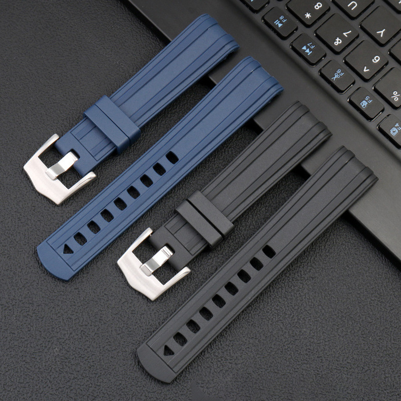 Curve end waterproof Rubber Watch Strap 20mm 22mm Watch Belt Band for 300