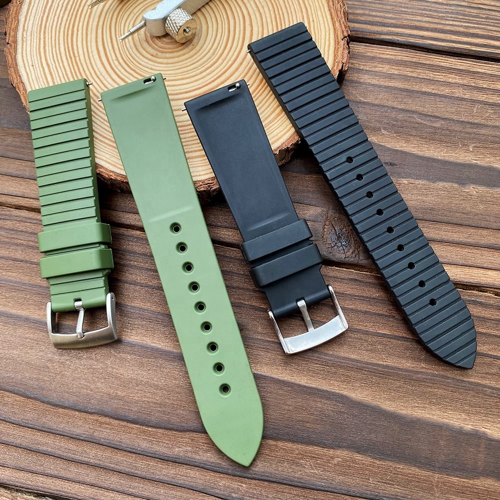 High-grade vulcanized rubber Fkm Rubber Watch Strap 20mm 22mm Smart Watch Belt Bands