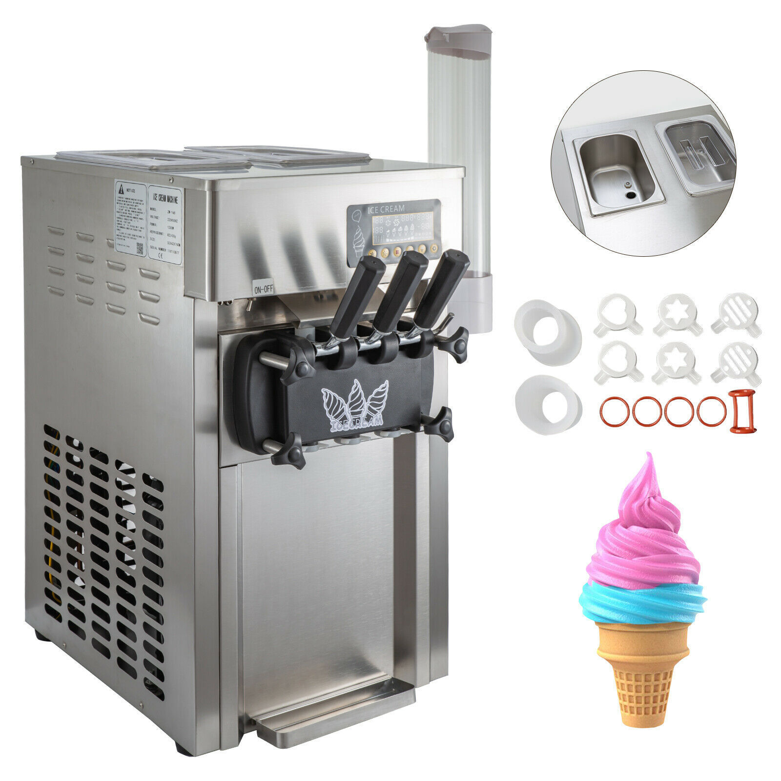 PEIXU-168  Soft Ice Cream Maker Frozen Yogurt Machine 18L/H LCD Display