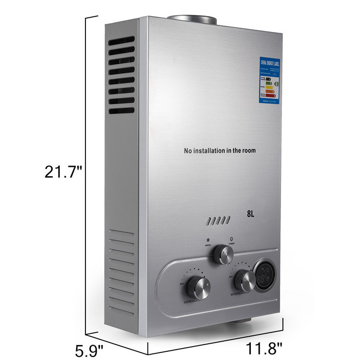 Auto-protection Natural Gas 8L Tankless Instant Hot Water Heater high pressure automatic instant heating hot water boiler