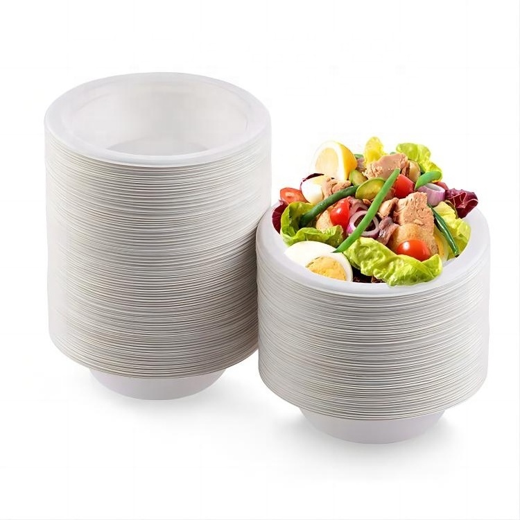 Biosano Custom 12oz 16oz 32oz round 500ml 750ml biodegradable compostable disposable noodle pulp bagasse salad bowls with lid