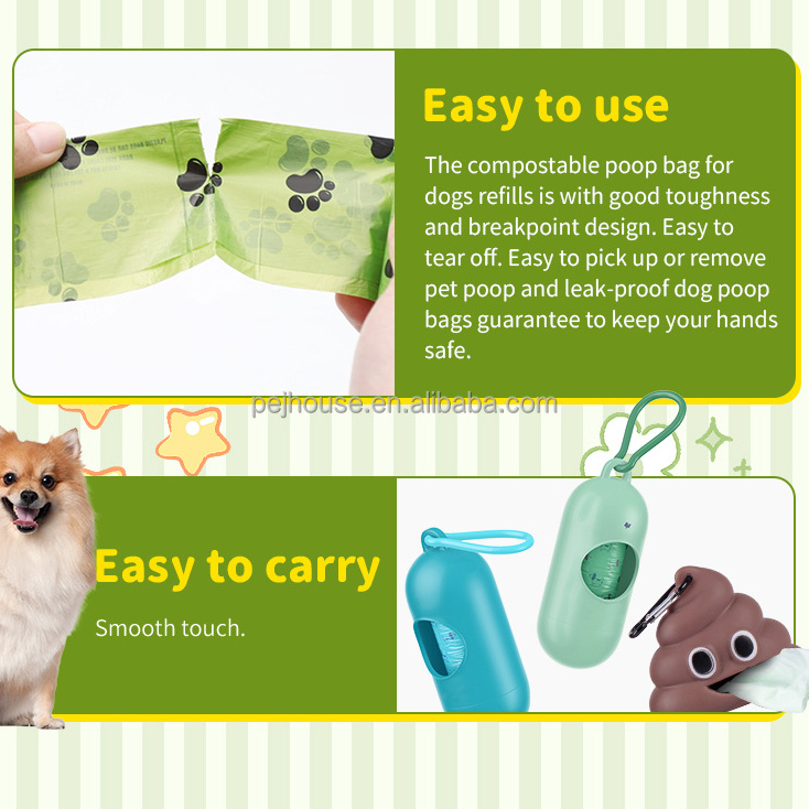 Ecoliving Wholesaler Factory Custom Eco Friendly Biodegradable Cornstarch Compostable Doggy Poo Dog Waste Poop Bag