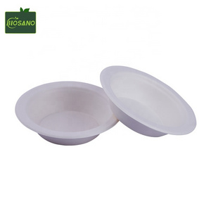 Biosano Custom 12oz 16oz 32oz round 500ml 750ml biodegradable compostable disposable noodle pulp bagasse salad bowls with lid