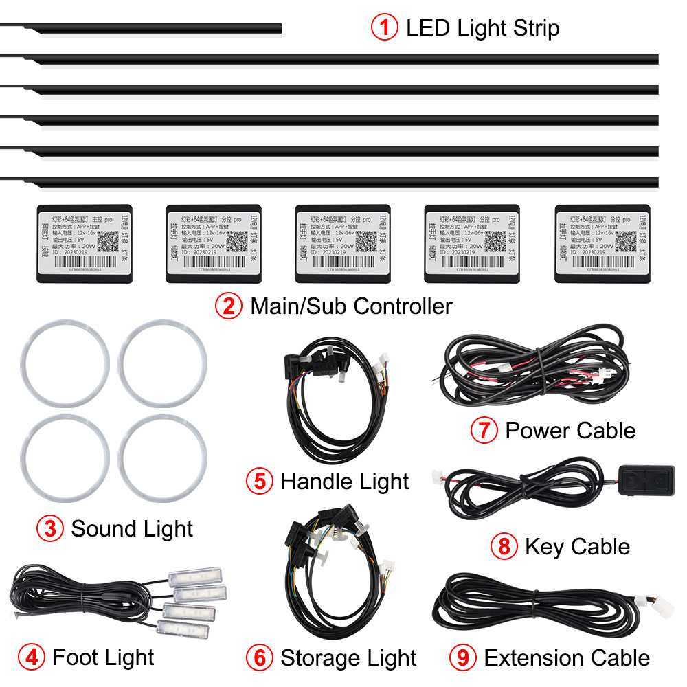 Car symphony Led Cold line Light Optic Fiber Light RGB Dream Color APP control LED interior Ambient Atmosphere Lights