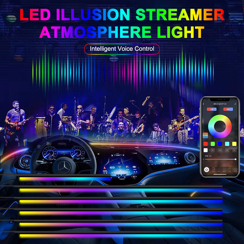 Car symphony Led Cold line Light Optic Fiber Light RGB Dream Color APP control LED interior Ambient Atmosphere Lights