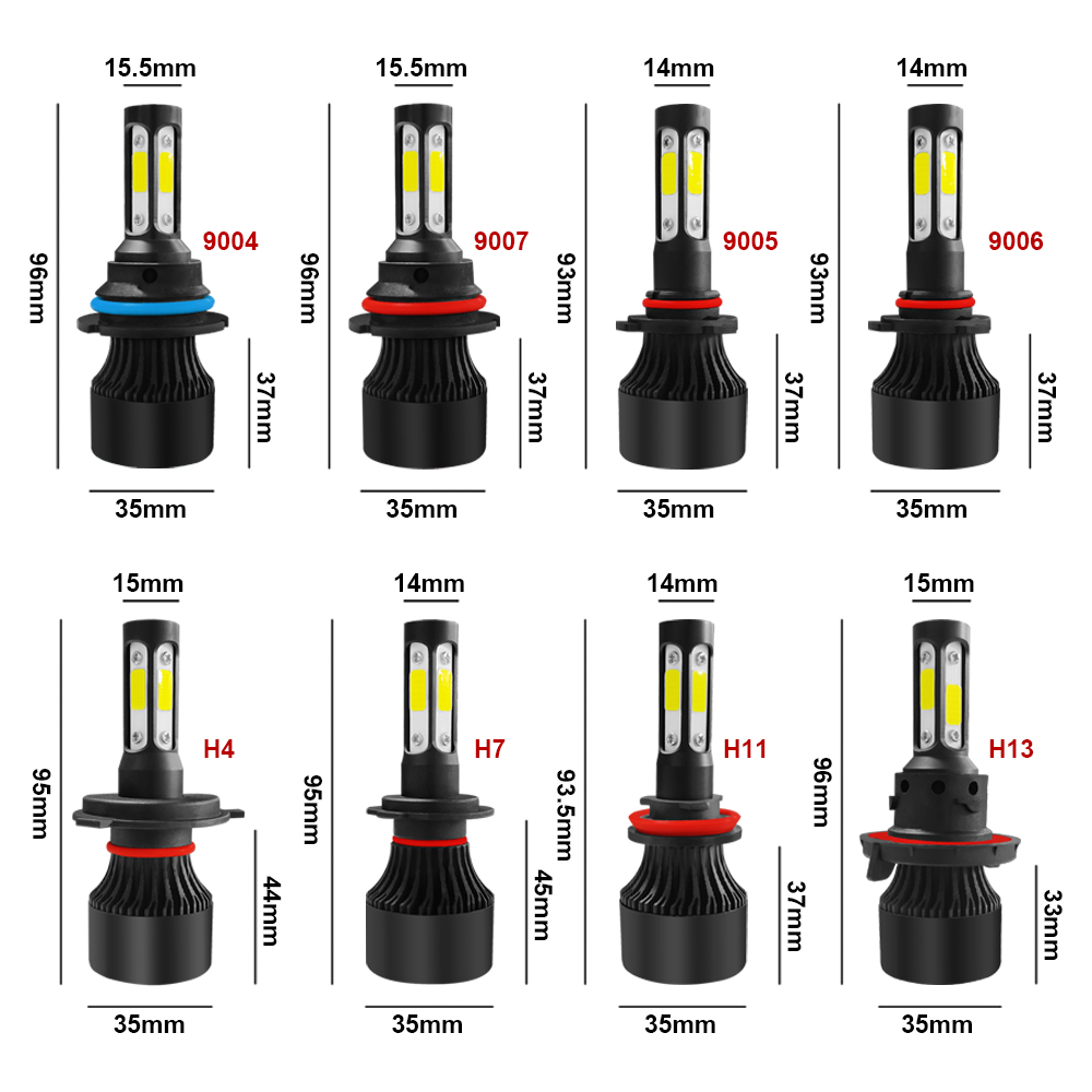 PEL Hot sell car led headlight 4-sides X7 led headlight 6000k 10000lm 9005 led headlight bulb h4 H11 H7