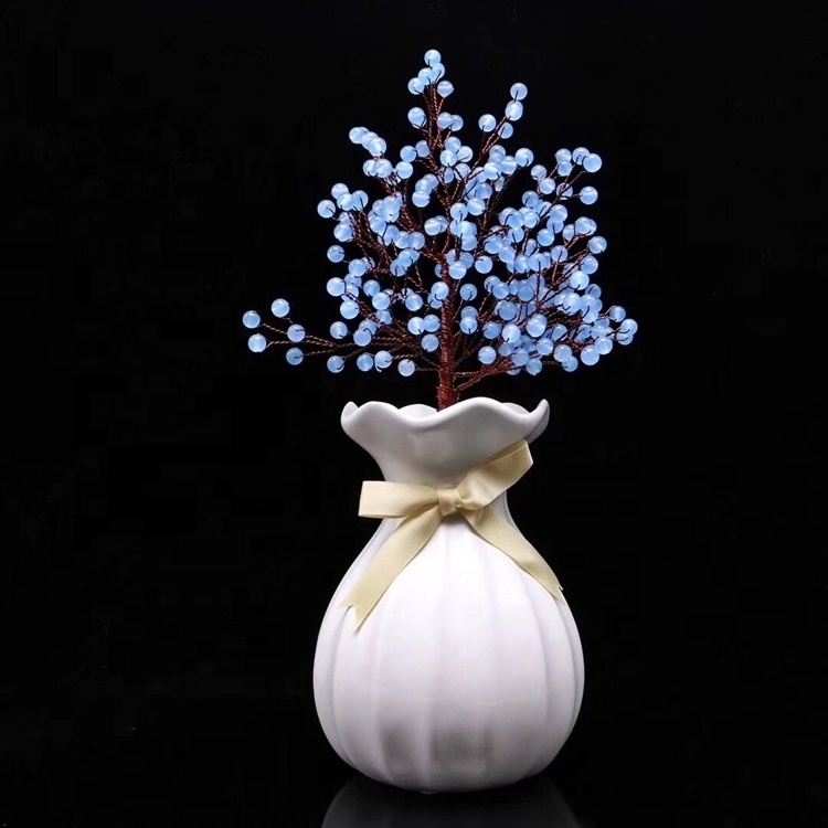 Wholesale Blue Chalcedony Lucky Crystal Money Apple Trees Crystal Lucky Tree for Meditation Decoration