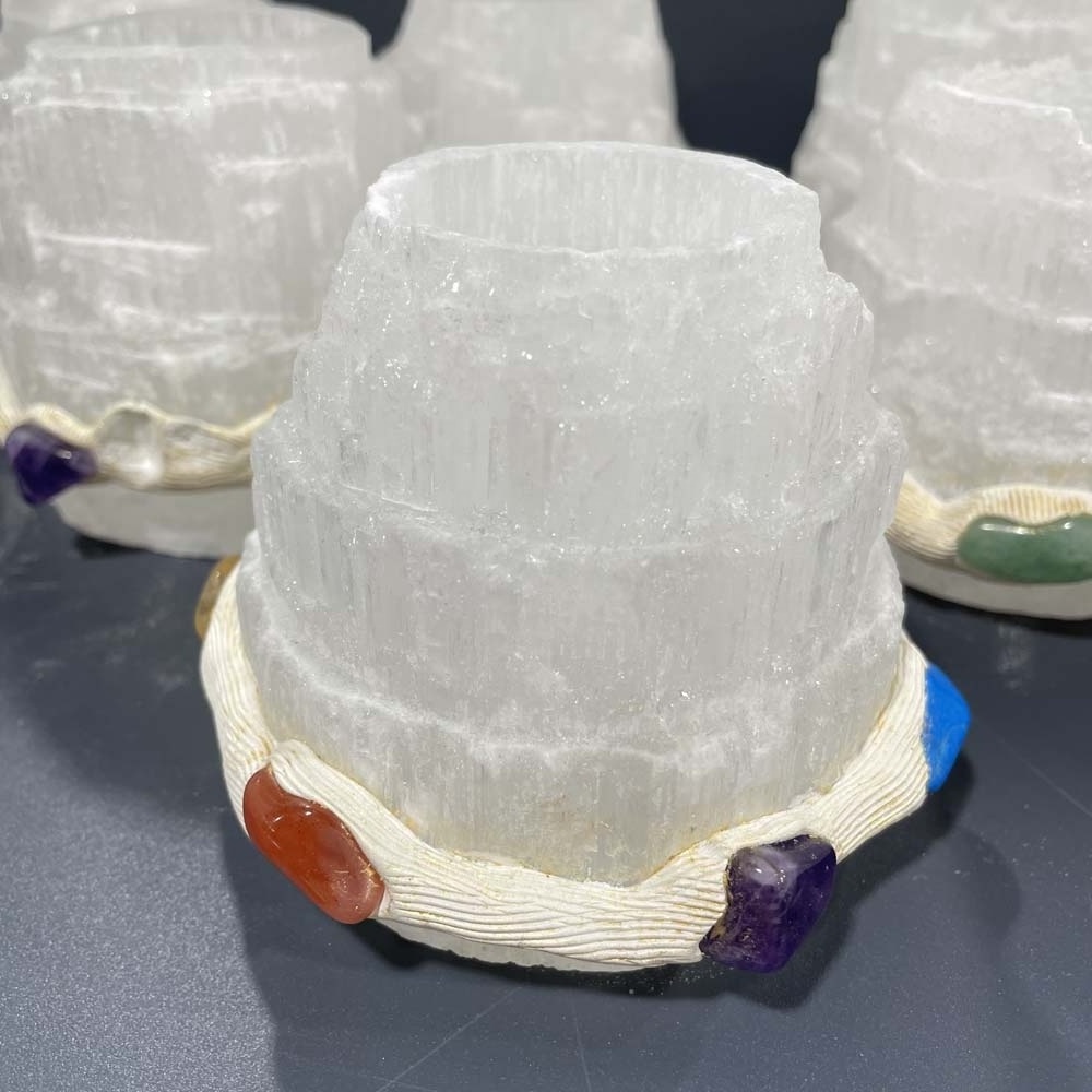 Wholesale High Quality Crystals Healing Stones Selenite Tower Lamps Crystal Candle holder