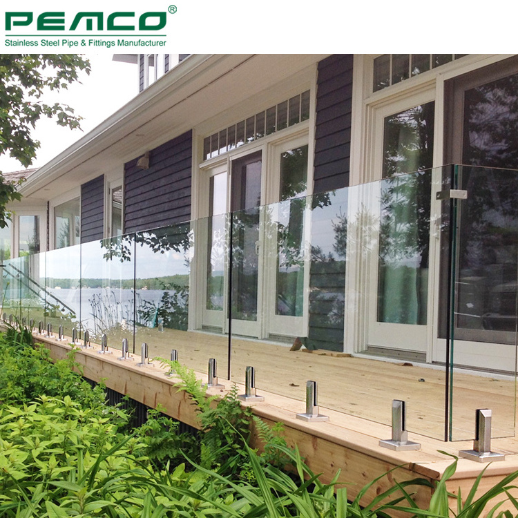 Modern Home Outdoor Balcony Plexiglass Spigot Inox 316 Frameless Glass Balustrade Railing For Balcony