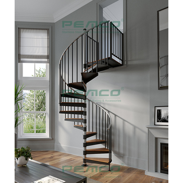 Easy Installation Black Stainless Steel Indoor Attic Spiral Stairs Philippines Design