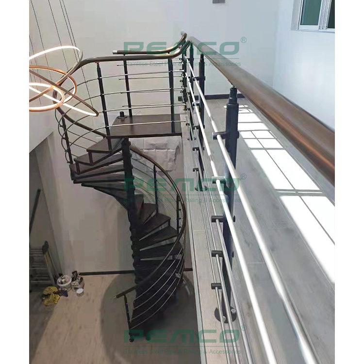 Free Drawing!!Modern Indoor Save Space Steel Stair Handrail Used Spiral Staircase Design