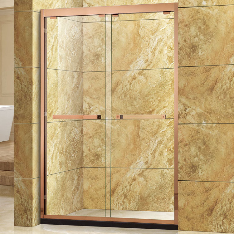 Simple And Smooth Lines Restroom Shower Enclosure Cubicle Tempered Glass Shower Sliding Doors