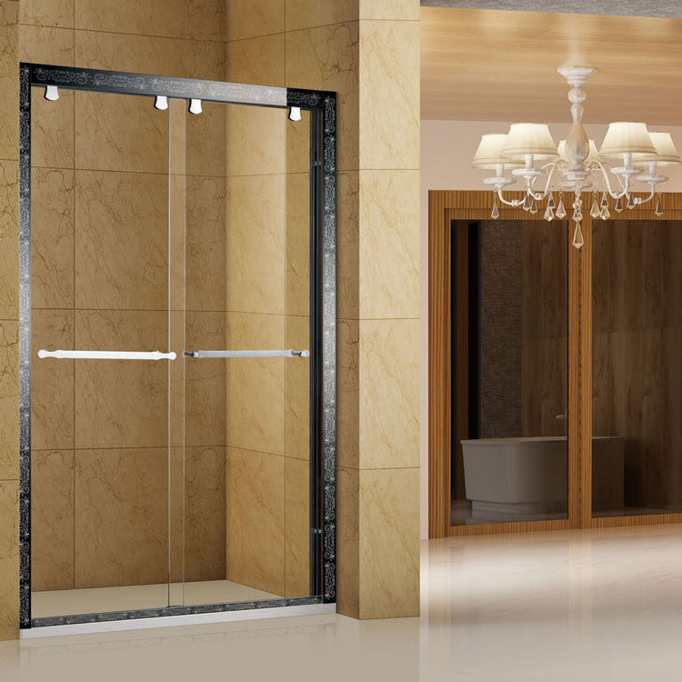 Simple And Smooth Lines Restroom Shower Enclosure Cubicle Tempered Glass Shower Sliding Doors