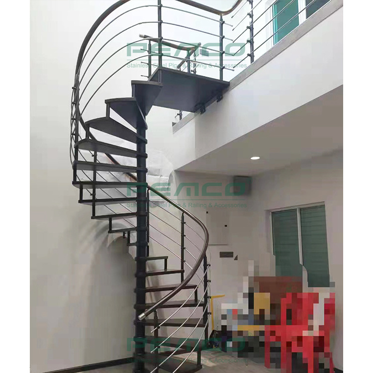 Free Drawing!!Modern Indoor Save Space Steel Stair Handrail Used Spiral Staircase Design