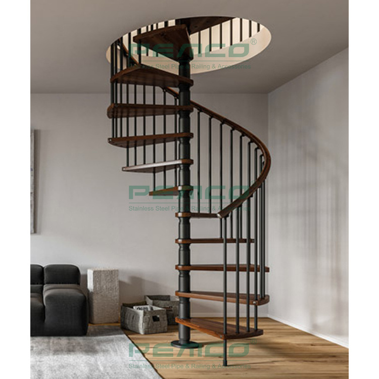 Easy Installation Black Stainless Steel Indoor Attic Spiral Stairs Philippines Design