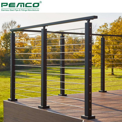 Hot Sale Modern Home Outdoor Metal Stainless Steel Cable Railing Designs Balcony Black Wire Balustrade