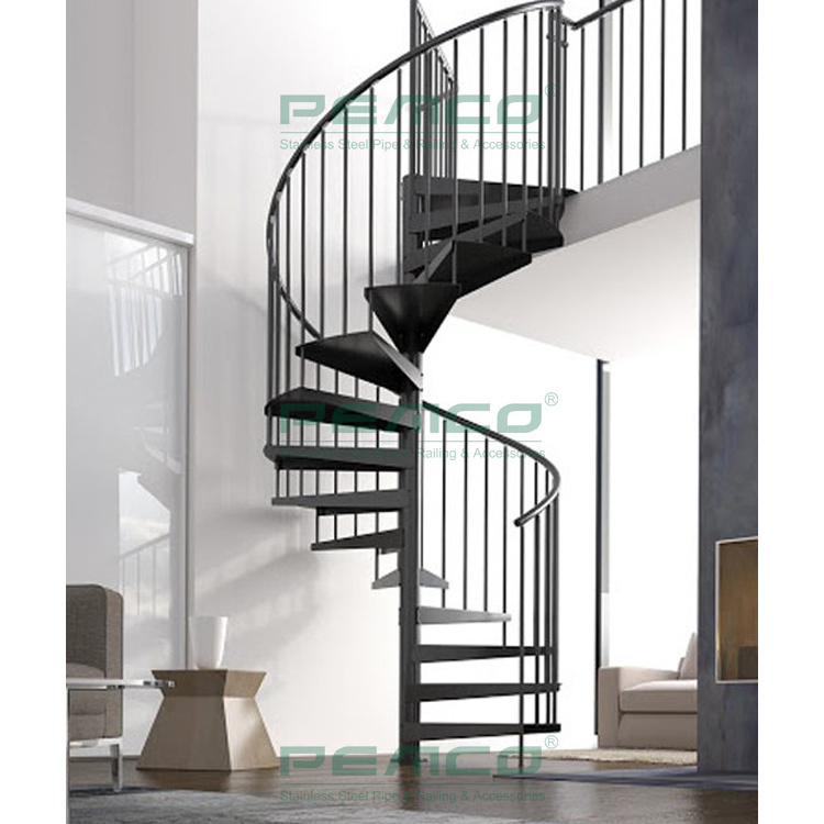 Easy Installation Black Stainless Steel Indoor Attic Spiral Stairs Philippines Design