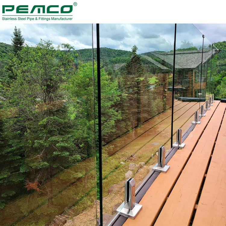 Modern Home Outdoor Balcony Plexiglass Spigot Inox 316 Frameless Glass Balustrade Railing For Balcony