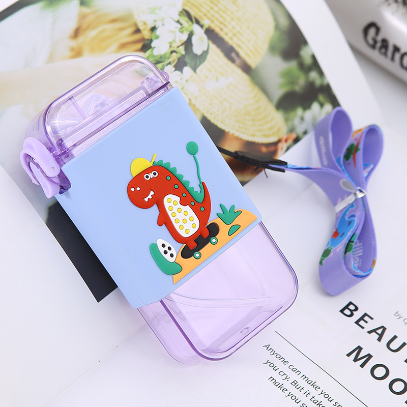 New Fashionable Korean Style Custom Logo A5 Clear Book Portable Flat Square BPA Free Plastic Cartoon Water Bottle