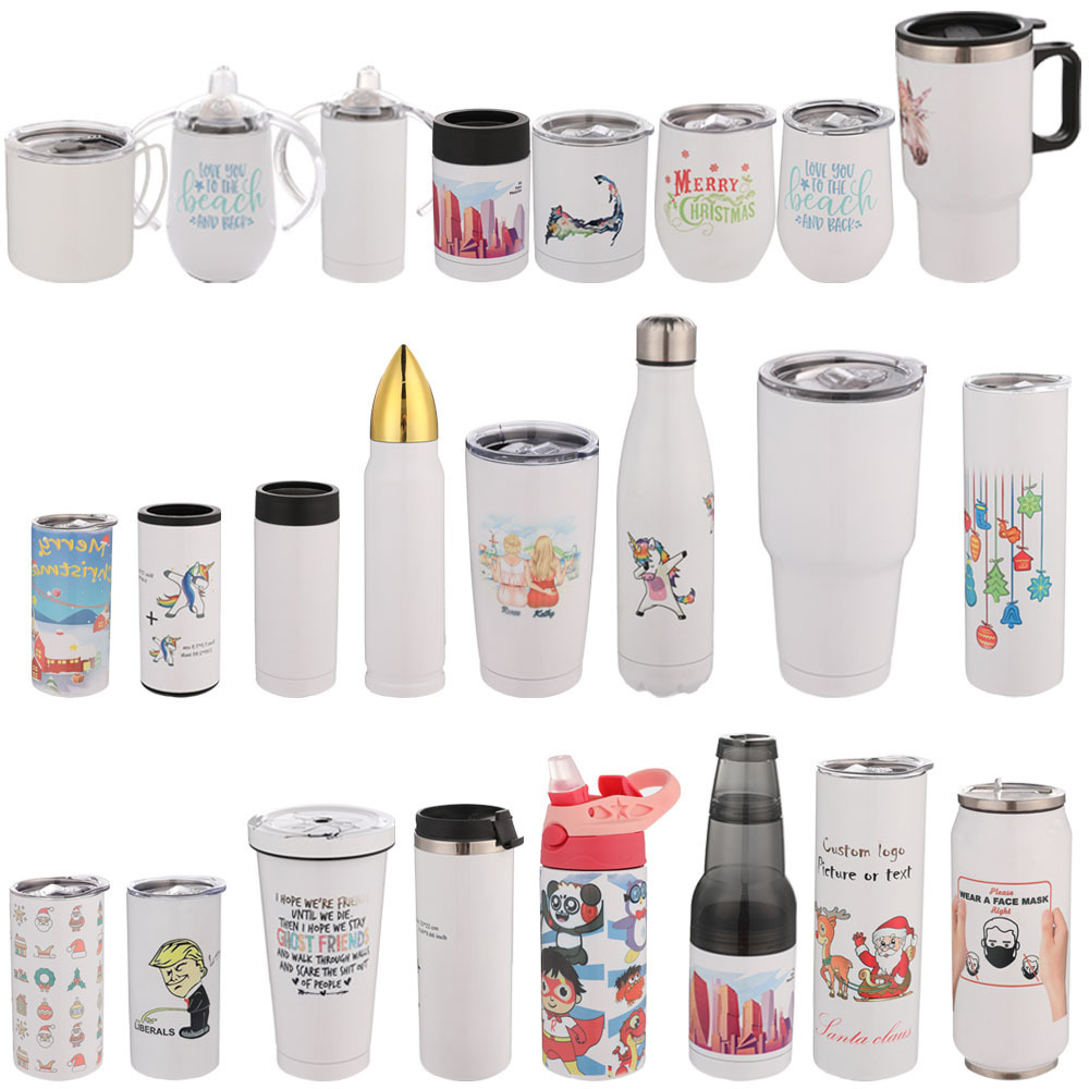 10oz 12oz 15oz 17oz 20oz 30oz Sublimation Blank Skinny Straight Sippy Cup With Handle Travel Car Cola Shape Tumbler Mug