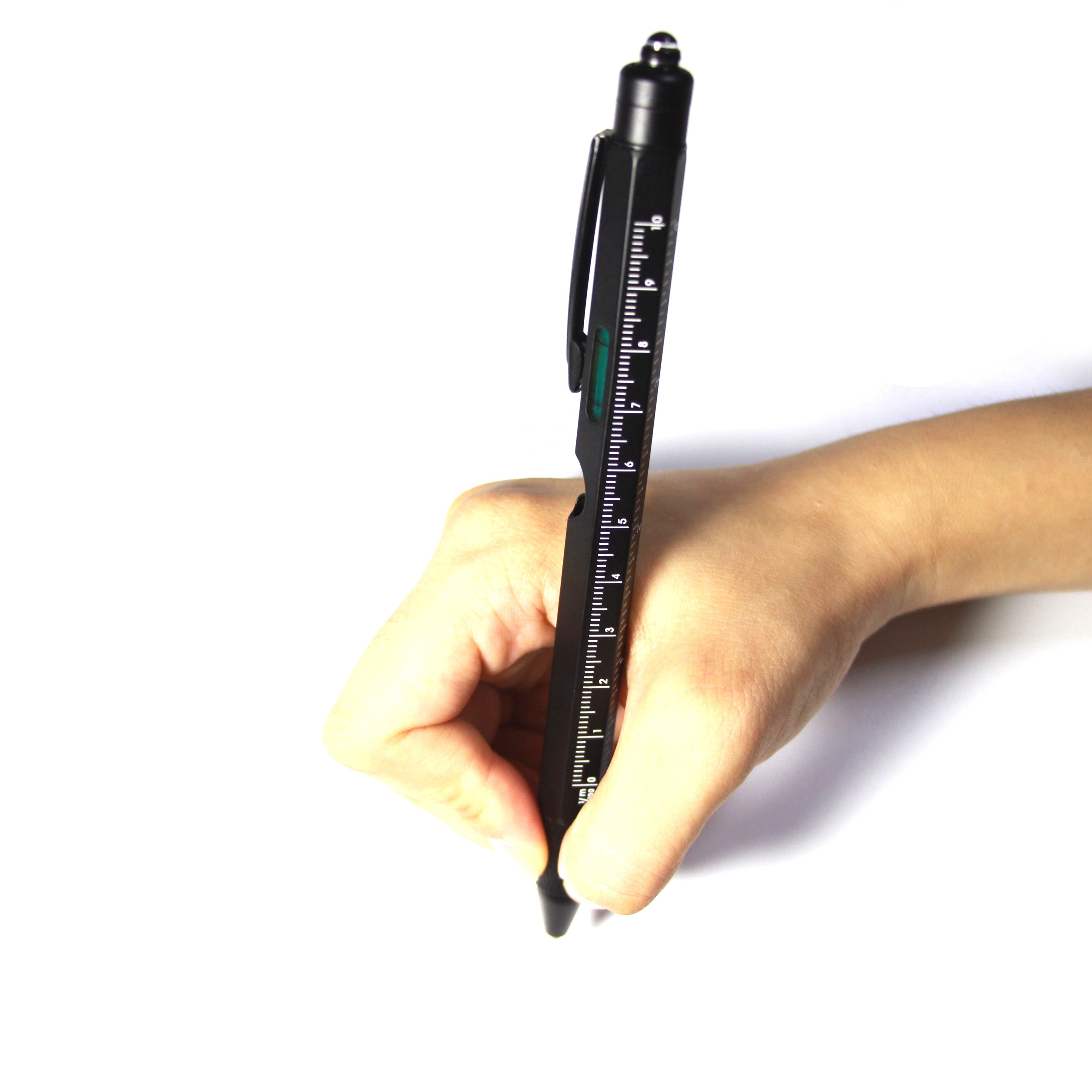 Special Gift 9 in 1 Multi-function Tool Pen Metal Led Light Ballpoint Pen with Level and Screwdriver